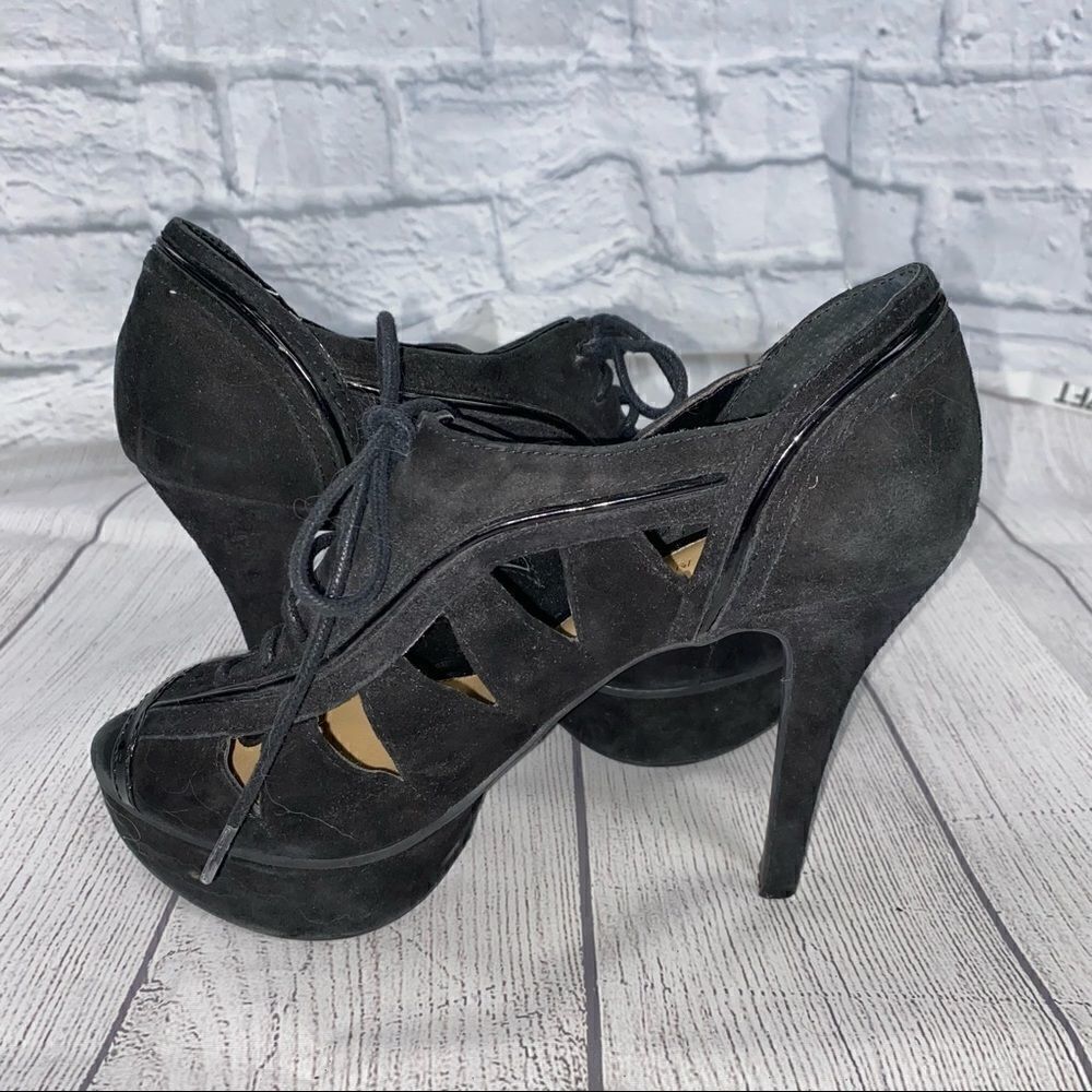 Gianni Bini open toe heeled booties black sz 7.5 women - Picture 11 of 11